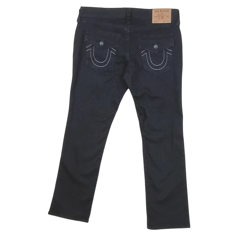 True Religion Ricky Relaxed Straight Men 38X32 Shadow Black Flap Pocket Street